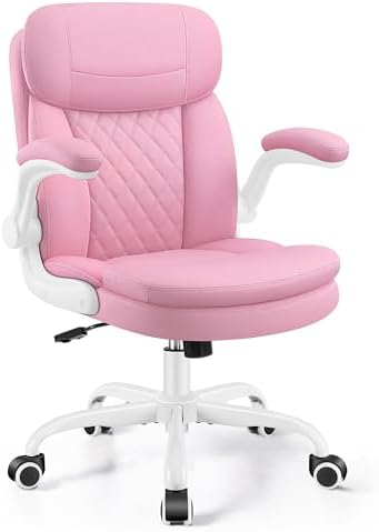 Office Desk Chair, Pink Ergonomic Computer Chair with Dual-Layer Support by HeroSet