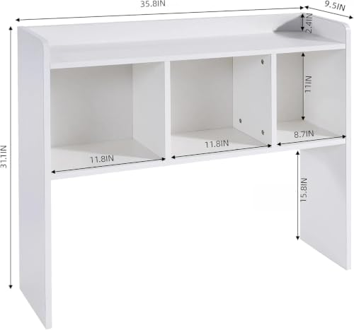 Desk Bookshelf for Computer Desk, 3 Tier Desk Shelves Desktop Organizer Shelf, Desk Hutch Organizer for Monitor & Printer, Space-Saving Tabletop Storage Shelving for Office Dorm Room, White - Image 3