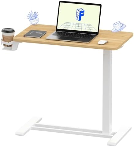 FLEXISPOT H7 28" Pneumatic Height-Adjustable Overbed Table with Wheels by Unknown