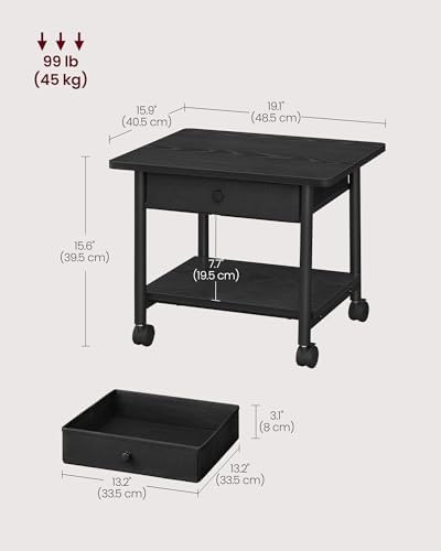VASAGLE 2-Tier Printer Stand with Locking Wheels, Under Desk Printer Table - Image 6