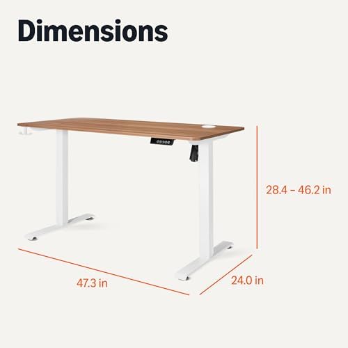 Amazon Basics Electric Standing Desk, Height Adjustable Home Office Desk with Quiet Motor and Multiple Presets, White/Oak Effect - Image 2
