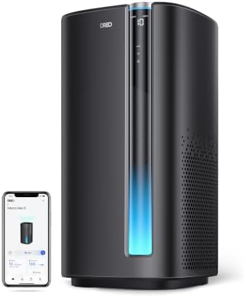DREO Smart Air Purifier for Home, Washable Pre-Filter, Large Rooms Air Cleaner with Wi-Fi/Voice/Alexa,Smoke,Dust,Pollen,Odor,PM2.5 Monitor, 4 Speeds & Auto/Turbo/HEPA Sleep Mode, DR-HAP003AS Black by DREO