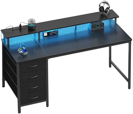 DUMOS 40-Inch Gaming Computer Desk with Drawers for Home Office, Black by DumosLifestyle