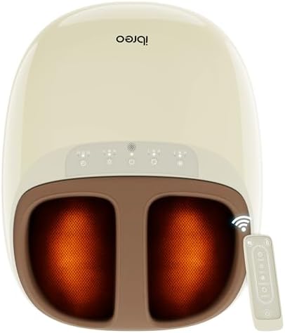 ibreo Shiatsu Foot Massager for Foot Neuropathy, Plantar Fasciitis, Pain Relief, Tired Relaxation, with Heat, Deep Rolling & Kneading Therapy, 360° Air Compression for Men Women Seniors Size Up to 13 by ibreo