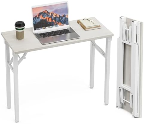 TEMI Small Computer Desk Folding Table - 35.8" Foldable Office Desk, No Assembly, Perfect for Small Spaces in Bedroom, Dorm, or Apartment, Portable Mini Desk or Study Table Compact Design, White Ash by TEMI