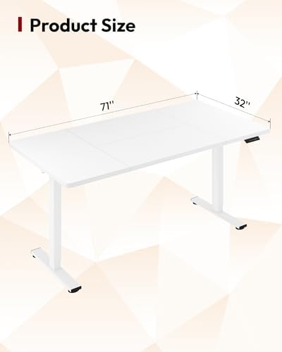 SANODESK 71''x32'' Large Electric Computer Height Adjustable Standing Desk - Image 2