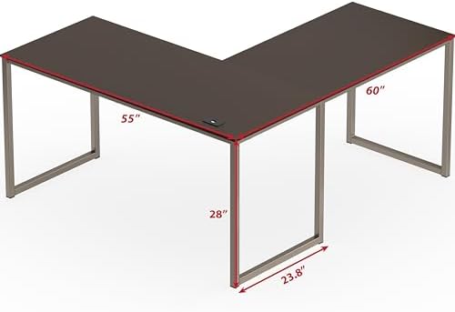 SHW Mission 55 x 60 L-Shape Home Office Computer Desk, Espresso - Image 3