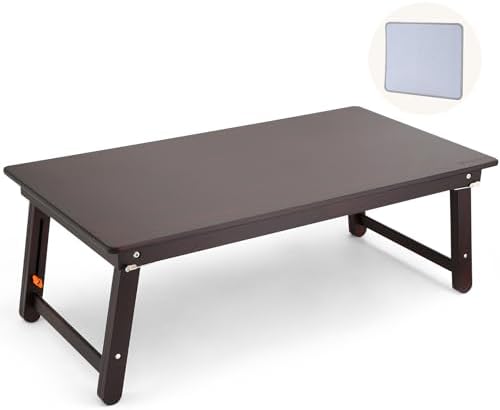 Nnewvante Large Size Floor Desk, Folding Low Coffee Table, Black Walnut by Nnewvante