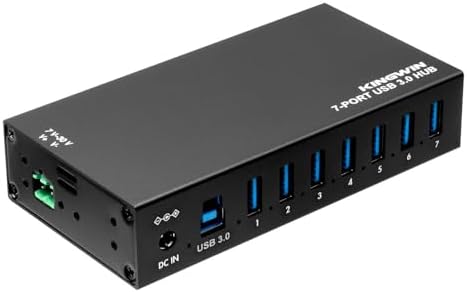 Kingwin 7-Port USB 3.0 Hub Offers 5Gbps speeds, Powered Expansion, and a Durable mountable Aluminum Design. Ideal for PC, Laptop, POS, and Server Racks. Plug & Play. - Image 7