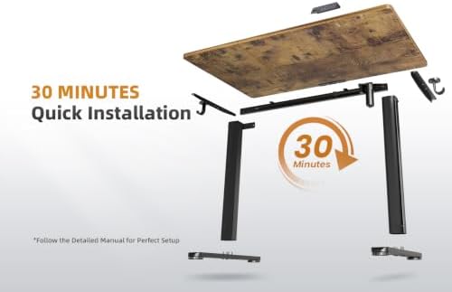 YDN 55 x 24 Inch Rustic Brown Electric Standing Desk - Image 3
