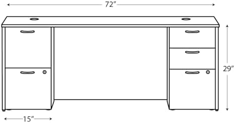HON MOD Computer Desk, Office Desk with 5 Drawers, Walnut - Image 3