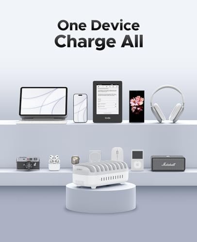 ORICO 10-Port Charging Station, 120W Max Output USB Charger Dock, White - Image 4