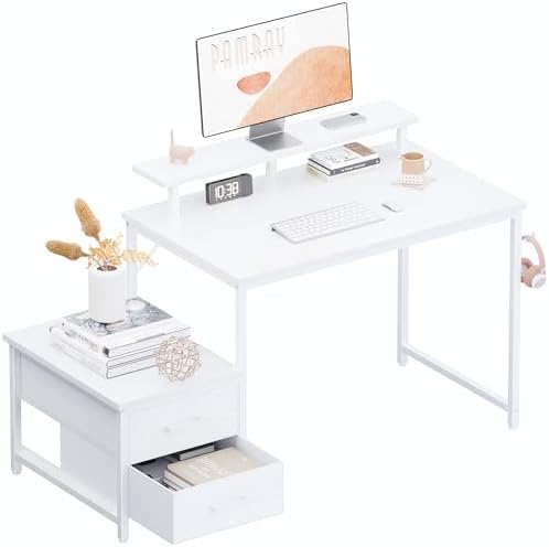 Pamray 50 Inch Small Computer Desk with Drawers and Storage by PAMRAY