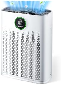 Air Purifiers for Home Large Room, Cover Up to 2400 Ft² with True HEPA Filter, Smart Mode, PM2.5 Air Quality Display, 22dB Sleep Mode, Aromatherapy & 360°Air Outlet, HAP603, White by ECOSELF