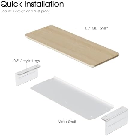 Fenge 23.6" Monitor Stand with Clear Acrylic Legs, Oak - Image 5
