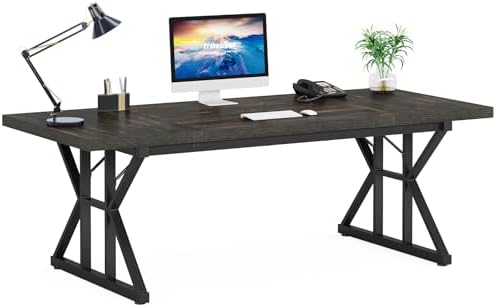 Tribesigns 70.8-Inch Executive Desk, Large Computer Office Desk Workstation, Modern Simple Style Laptop Desk Study Writing Table Business Furniture for Home Office (Black Oak, 70.8 Inch) - Image 7