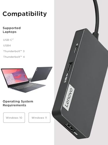 Lenovo – USB-C 7-in-1 Hub – Computer Networking Laptop Accessory – Laptop Docking Station - 4K via HDMI, 3 USB-A devices, 2 SD/TF Card Readers USB-C Power Pass Through - Image 6
