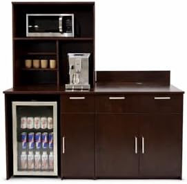 BREAKtime Breakroom Kitchenette Cabinet with 2-Door Storage, Mini Fridge Space & Upper Hutch, Microwave Space, Fully Assembled, 72" W x 24" D x 75" H, Appliances Not Included, Espresso - Image 5