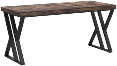 Tribesigns Writing Computer Desk, 55 inch Heavy Duty Study Desk with Z-Shaped Metal Leg, Modern Simple Home Office Computer Desk, Rustic Brown - Image 4