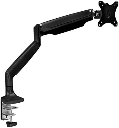 Mount-It! Single Monitor Arm Desk Mount with Gas Spring, Height Adjustable Monitor Stand for 13–32 Inch Screens up to 20 lbs, VESA 75x75 & 100x100, C-Clamp & Grommet, Sit-Stand Desk Compatible by Mount-It