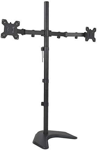 VIVO Dual 13 to 27 inch LED LCD Monitor Free-Standing Desk Stand, Holds 2 Screens, Heavy-Duty Fully Adjustable Arms with Max VESA 100x100mm, Extra Tall 40 inch Pole, Black, STAND-V012F by VIVO