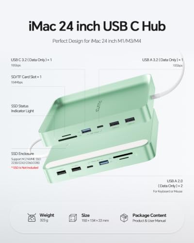 USB C HUB for iMac 24 inch M1/M3/M4 with M.2 NVMe 4TB SSD Enclosure - Image 2