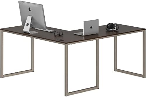 SHW Mission 55 x 60 L-Shape Home Office Computer Desk, Espresso by SHW