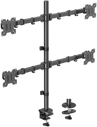 MOUNTUP Quad Monitor Stand, 4 Monitors Desk Mount for 17 to 32 inch Computer Screens, Fully Adjustable Stacked Mount with Tilt Swivel, 4 Heavy Duty Monitor Mount, Holds up to 17.6lbs per Arm by MOUNTUP
