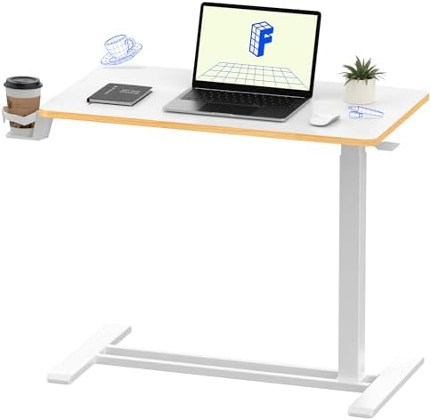 FLEXISPOT H7 32" Pneumatic Height-Adjustable Overbed Table with Wheels by Unknown