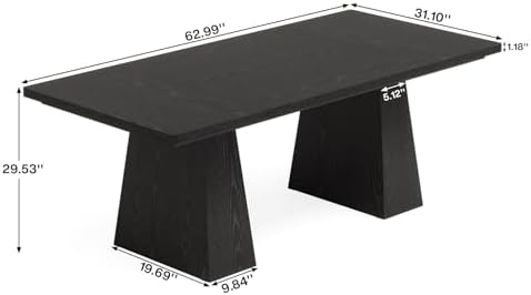 Tribesigns 63-Inch Executive Desk, Large Office Computer Desk with Double Pedestal, Modern Simple Workstations Writing Table Conference Table Business Furniture for Home Office, Black - Image 2