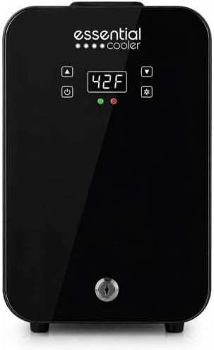Classic Compact Portable Mini Fridge - Touch Temperature Control, Removable Shelves, Lockable Smoked Glass Door for Skincare, Cosmetics, Peptides, Supplements & More by Unknown