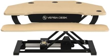 VERSADESK PowerPro 36 Inch Electric Corner Standing Desk Converter, Motorized Height Adjustable Sit-Stand Desk Riser, Dual Monitor & Laptop Workstation with Keyboard Tray, Maple - Image 4
