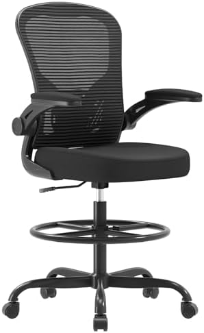 Synorla Ergonomic Tall Drafting Chair-Mesh Desk Chair with Flip-Up Arms by Synorla