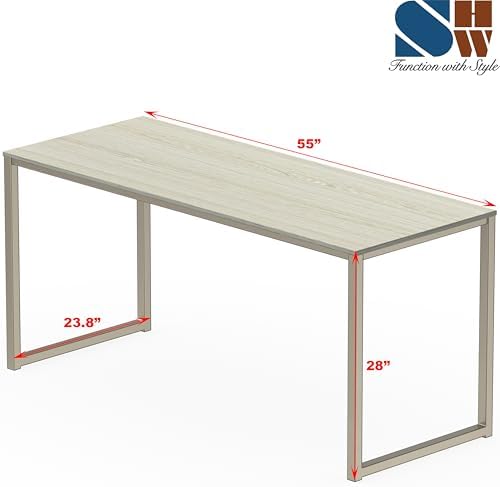 SHW Mission 55-Inch Home Office Computer Desk, Maple - Image 3