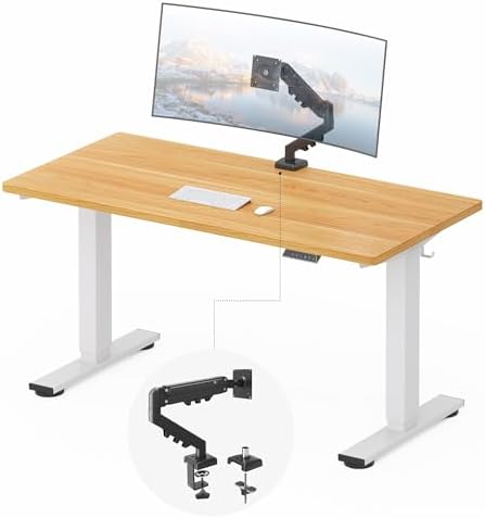 FLEXISPOT EN2 55"x28" Standing Desk Bundle with Monitor Mount, Maple by Unknown