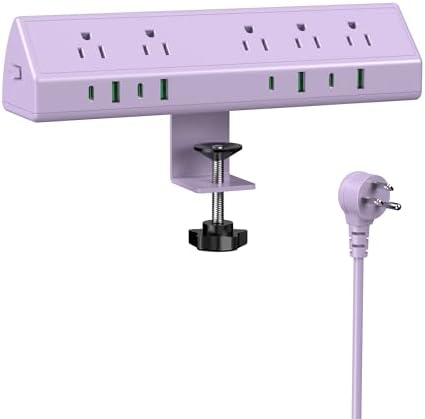 Jgstkcity Desk Clamp Power Strip USB C 45W,Surge Protector,Purple by Jgstkcity