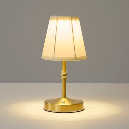 5W Mini Cordless Lamp Gold,3000 mah Small Battery Operated Lamp,Vintage Small Table Lamps,3 Level Dimmable Rechargeable Lamps,Decorative Dining Table Light,Mini Lamps for Kitchen,Nightstand,Bedroom by Unknown