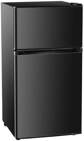 3.2 Cu.Ft Mini Fridge with Freezer, 2 Door Small Refrigerator with Adjustable Thermostat Energy-efficient Low Noise, Compact Fridge for Bedroom, Office, Dorm, Black by Unknown