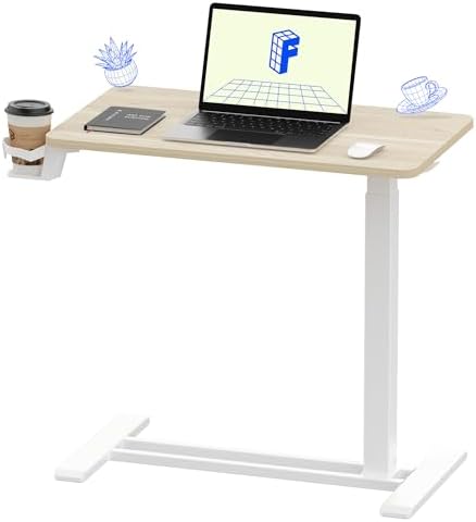 FLEXISPOT H7 28" Pneumatic Height-Adjustable Overbed Table with Wheels by FlexiSpot