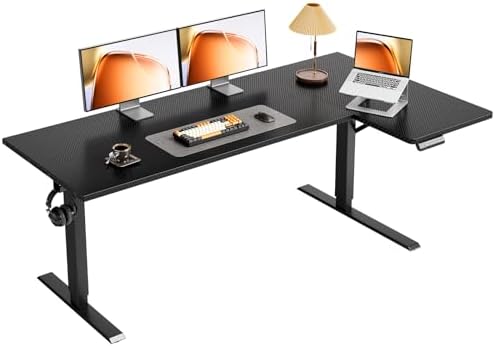 OffiGo 63" Reversible L Shaped Electric Standing Desk, Carbon Fiber Black by OfficeGo-ForHomeOfficeWork