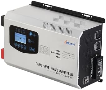 Ampinvt 3000W Pure Sine Wave Power Inverter Surge 9000 watts DC 24V to AC 120V with Battery AC Charger LCD Display,Low Frequency Inverter Support Lithium Battery by AMPINVT
