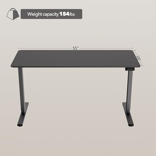 LongKe Electric Standing Desk Adjustable Height, 55x24 Inches Sit Stand up Desktop for Home Office, Ergonomic Rising Computer Table with Memory Preset, Black - Image 3