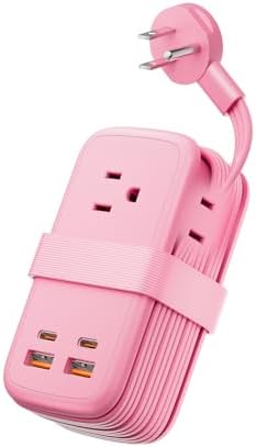 NTONPOWER GAN Ultra 65W Pink Fast Charging Station, Travel Power Strip with 3 Outlets 4 USB (2 USB C), Pink Extension Cord 4Ft, Kawaii Cute Accessories Compatible with MacBook, iPhone by NTONPOWER