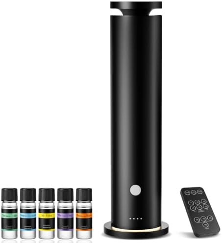 Waterless Diffuser with 5 Essential Oils Set, Hotel Collection Scent Diffuser Up to 1500 Sq.Ft, Diffuser with Remote Control, Timer & Ambient Light, Oil Diffusers for Home Office Hotel SPA by Unknown