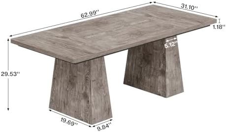 Tribesigns 63-Inch Executive Desk, Large Office Computer Desk with Double Pedestal, Modern Simple Workstations Writing Table Conference Table Business Furniture for Home Office, Grey - Image 2