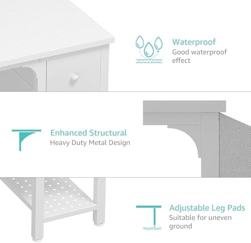 Lufeiya White Computer Desk with Drawers - 47 Inch PC Desk for Small Space Bedroom Home Office, Modern Simple Study Writing Table Desks with Storage Shelf, White - Image 7