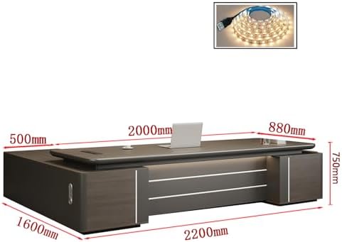 Executive Office Desk with Storage Cabinet,Modern l Shaped Executive Desk,50MM Thick Desktop for CEO Office, Reception & Commercial Workspace - Image 2