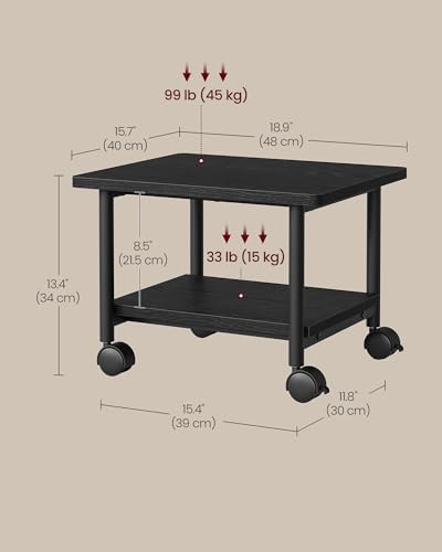 VASAGLE 2-Tier Printer Stand with Locking Wheels, Under Desk Printer Table - Image 6