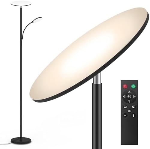 marctronic Floor Lamps for Living Room, 44W/4500LM Super Bright 2 in 1 LED Floor Lamp with Remote, Stepless Dimmable, 69" Tall Standing Floor Lamp with Bendable Reading Light for Bedroom Office by Marctronic
