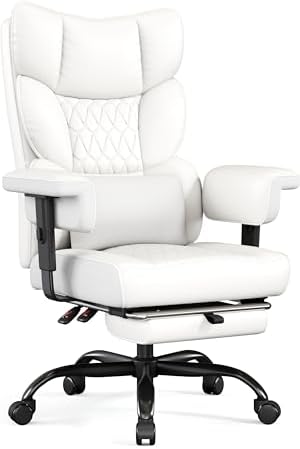 Misolant Big and Tall Office Chair with Footrest, High Back Executive Desk Chair with Adjustable Lift Armrest, 155°Recline，Lumbar Support Pillow, Faux Leather Gaming Chairs for Home or Office by Misolant